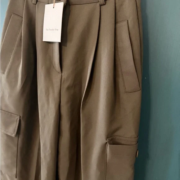 The Frankie Shop Khaki Wide Leg Cargo Pants - Picture 3 of 7